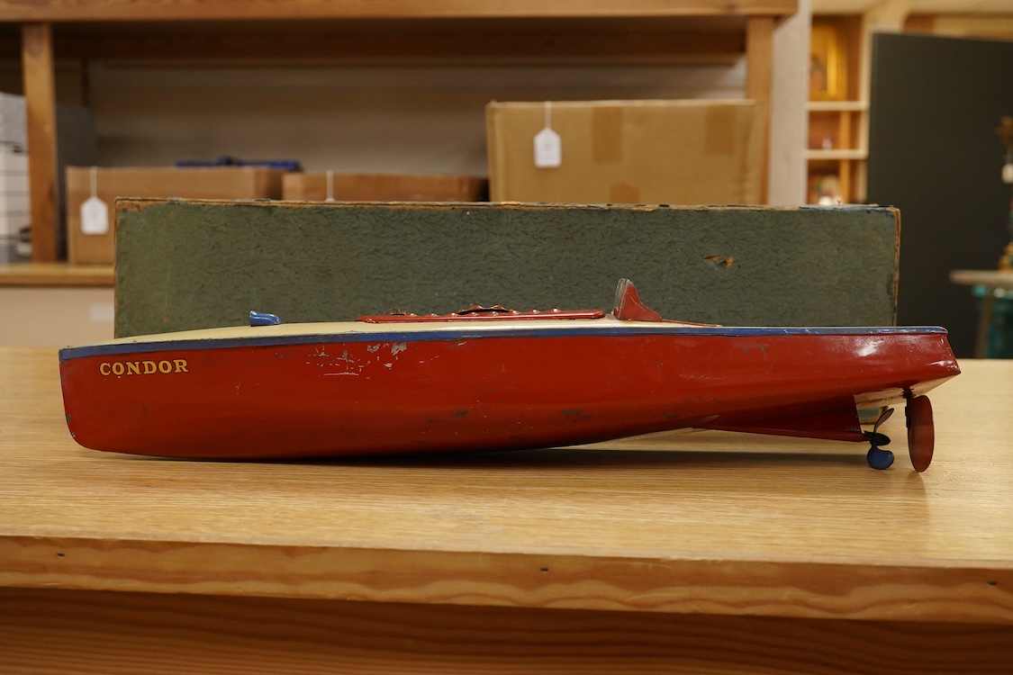 A boxed Hornby tinplate clockwork Speed Boat No.3, Condor